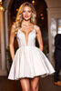Load image into Gallery viewer, Sparkly White A Line Satin Short Prom Dress with Beading