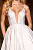 Load image into Gallery viewer, Sparkly White A Line Satin Short Prom Dress with Beading