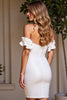 Load image into Gallery viewer, White Satin Strapless Short Bodycon Prom Dress