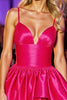 Load image into Gallery viewer, Fuchsia Cold Shoulder A Line Satin Short Prom Dress