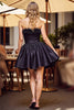 Load image into Gallery viewer, Black A Line Strapless Short Prom Dress with Feathers