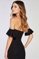 Load image into Gallery viewer, Black Bodycon Satin Strapless Short Prom Dress
