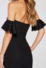 Load image into Gallery viewer, Black Bodycon Satin Strapless Short Prom Dress