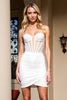 Load image into Gallery viewer, White Satin Bodycon Short Corset Prom Dress with Lace