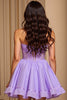 Load image into Gallery viewer, Purple Corset A Line Strapless Short Prom Dress with Sequins