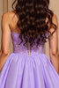 Load image into Gallery viewer, Purple Corset A Line Strapless Short Prom Dress with Sequins