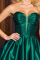 Load image into Gallery viewer, Dark Green Sain A Line Strapless Short Prom Dress