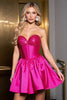 Load image into Gallery viewer, Sparkly Fuchsia Satin Corset Sweetheart Short Prom Dress