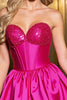 Load image into Gallery viewer, Sparkly Fuchsia Satin Corset Sweetheart Short Prom Dress