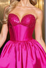 Load image into Gallery viewer, Sparkly Fuchsia Satin Corset Sweetheart Short Prom Dress