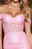 Load image into Gallery viewer, Candy Pink Bodycon Corset Short Prom Dress with Fringes
