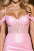 Load image into Gallery viewer, Candy Pink Bodycon Corset Short Prom Dress with Fringes
