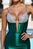Load image into Gallery viewer, Sparkly Pine Satin Corset Bodycon Short Prom Dress