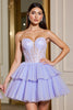 Load image into Gallery viewer, Lavender Tulle Corset A Line Short Prom Dress with Appliques