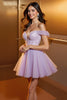 Load image into Gallery viewer, Lilac Sparkly Corset A Line Tulle Short Prom Dress