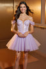 Load image into Gallery viewer, Lilac Sparkly Corset A Line Tulle Short Prom Dress