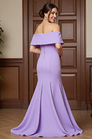 Load image into Gallery viewer, Lilac Satin Mermaid Maxi Mother of the Bride Dress with Appliques