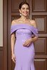 Load image into Gallery viewer, Lilac Satin Mermaid Maxi Mother of the Bride Dress with Appliques