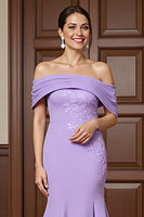 Load image into Gallery viewer, Lilac Satin Mermaid Maxi Mother of the Bride Dress with Appliques