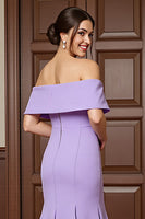 Load image into Gallery viewer, Lilac Satin Mermaid Maxi Mother of the Bride Dress with Appliques