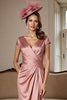 Load image into Gallery viewer, Dusty Rose Sheath Satin V-Neck Maxi Mother of the Bride Dress