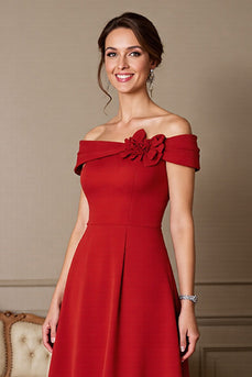 Dark Red A Line Maxi Satin Mother of the Bride Dress