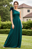 Load image into Gallery viewer, Pine Satin A Line Maxi Mother of the Bride Dress with Ruffles