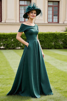 Load image into Gallery viewer, Pine A Line Satin Maxi Mother of the Bride Dress with Pockets