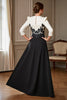 Load image into Gallery viewer, Black and White Satin V-Neck Maxi Mother of the Bride Dress