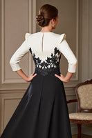 Load image into Gallery viewer, Black and White Satin V-Neck Maxi Mother of the Bride Dress