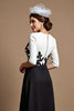 Load image into Gallery viewer, Black and White Satin Maxi Mother of the Bride Dress with Appliques