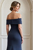 Load image into Gallery viewer, Navy Mermaid Satin Maxi Mother of the Bride Dress with Appliques