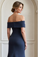 Load image into Gallery viewer, Navy Mermaid Satin Maxi Mother of the Bride Dress with Appliques