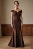 Load image into Gallery viewer, Brown Off the Shoulder Satin Maxi Mermaid Mother of the Bride Dress