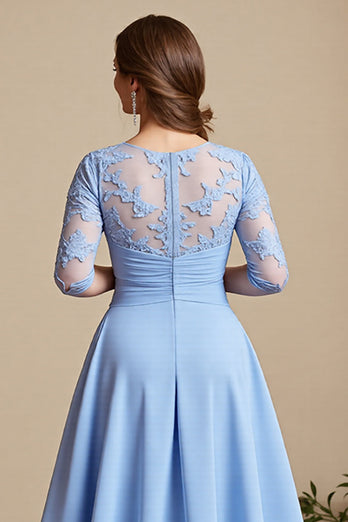Sky Blue Chiffon A Line Maxi Mother of the Bride Dress with Lace