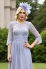 Load image into Gallery viewer, Grey Blue A Line Chiffon Maxi Mother of the Bride Dress with Lace