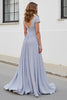Load image into Gallery viewer, Silver Chiffon A Line Maxi Mother of the Bride Dress with Appliques