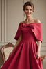 Load image into Gallery viewer, Red Satin A Line Maxi Mother of the Bride Dress with Bow