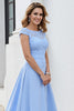 Load image into Gallery viewer, Sky Blue Satin Maxi Mother of the Bride Dress with Lace