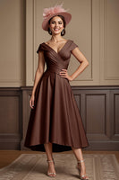 Load image into Gallery viewer, Dusty Rose Satin A Line Midi Mother of the Bride Dress