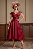 Load image into Gallery viewer, Dusty Rose Satin A Line Midi Mother of the Bride Dress