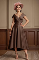 Load image into Gallery viewer, Dusty Rose Satin A Line Midi Mother of the Bride Dress