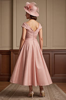 Load image into Gallery viewer, Dusty Rose Satin A Line Midi Mother of the Bride Dress
