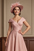 Load image into Gallery viewer, Dusty Rose Satin A Line Midi Mother of the Bride Dress