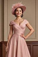 Load image into Gallery viewer, Dusty Rose Satin A Line Midi Mother of the Bride Dress
