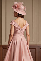 Load image into Gallery viewer, Dusty Rose Satin A Line Midi Mother of the Bride Dress