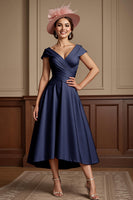 Load image into Gallery viewer, Dusty Rose Satin A Line Midi Mother of the Bride Dress