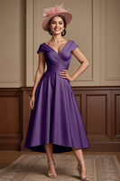 Load image into Gallery viewer, Dusty Rose Satin A Line Midi Mother of the Bride Dress