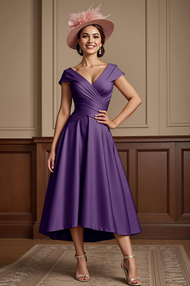 Load image into Gallery viewer, Dusty Rose Satin A Line Midi Mother of the Bride Dress