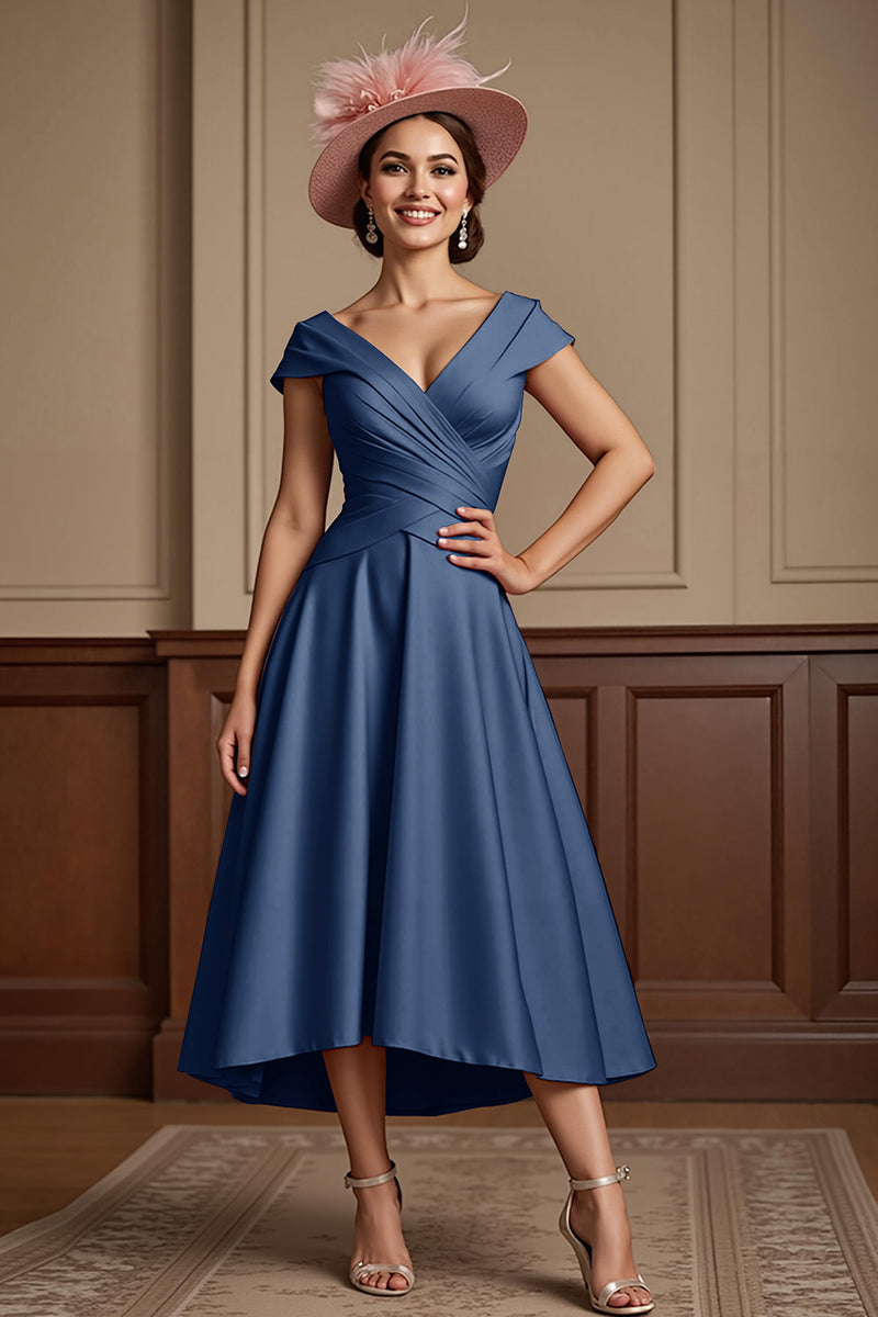 Load image into Gallery viewer, Dusty Rose Satin A Line Midi Mother of the Bride Dress